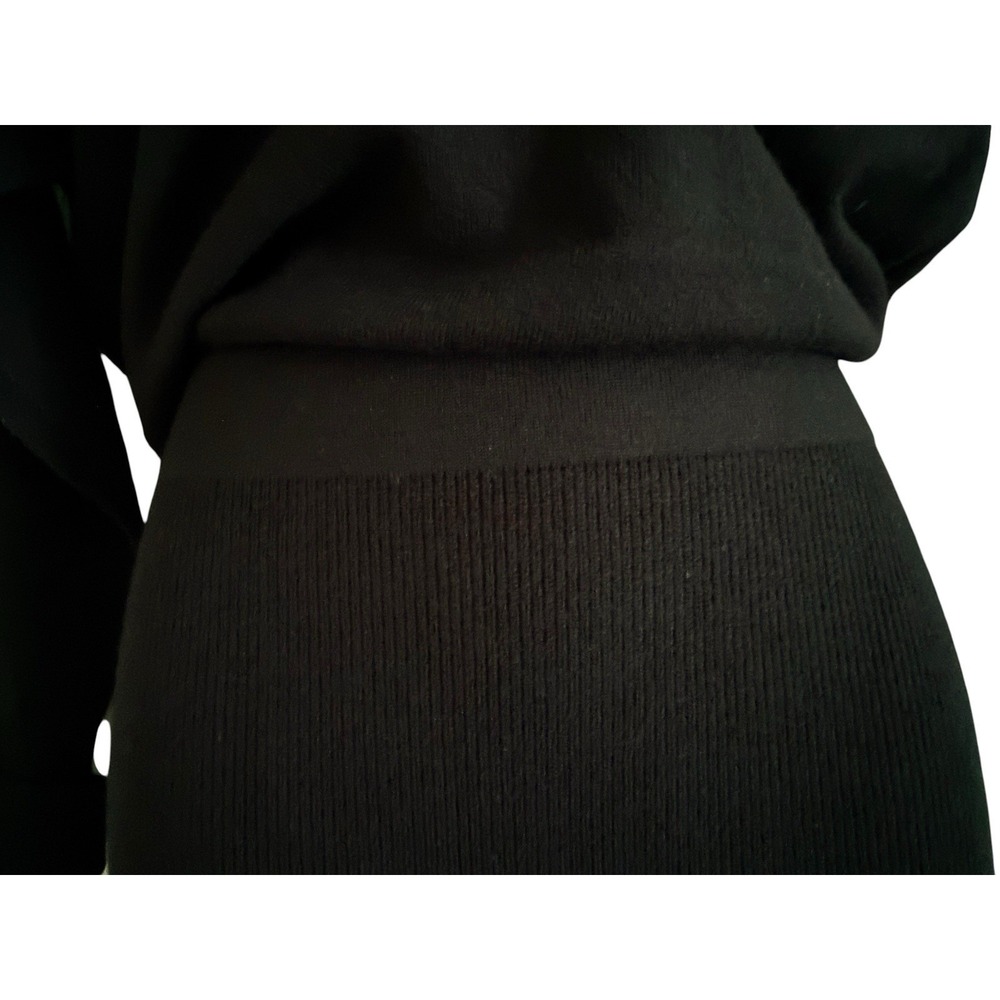 REISS Gabby Knit Sweater Dress M Black Wool Blend Mock Neck Zipper Slit $320 - Picture 9 of 14